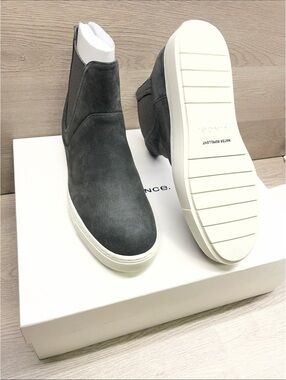 Vince Charcoal Suede Chelsea Winter Boots with White Sole #226